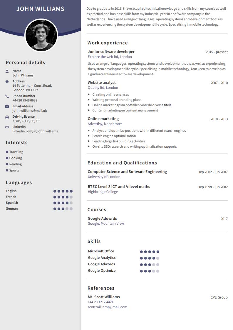 CV gratuito di esempio CV gratuito di esempio