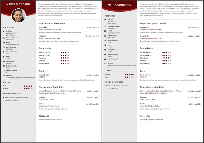 CCurriculum: foto sì o foto no CV template met of zonder foto te gebruiken