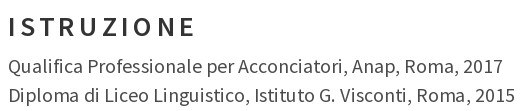 l'istruzione nel CV per parrucchiera