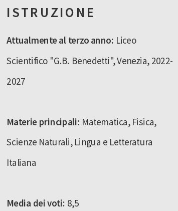 Istruzione nel CV per studente delle superiori