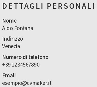 dati personali nel CV per studente delle superiori