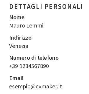 dati personali nel CV per pizzaiolo