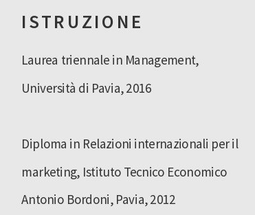 l'istruzione nel CV da commessa