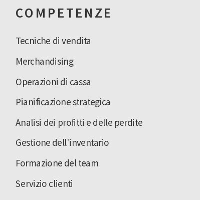 competenze nel CV da commessa